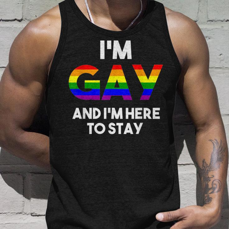 I'm Gay And I'm Proud Gay Boyfriend LGBTQ Rainbow Flag Tank Top Gifts for Him