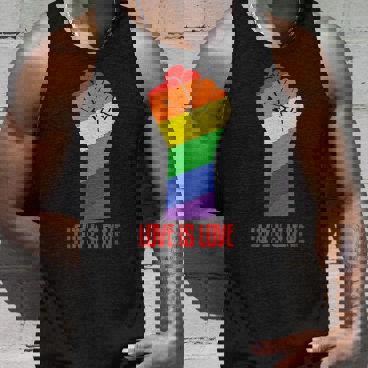 Love Is Love LGBT Flag Rainbow Fist Lesbian Gay Pride Tank Top Gifts for Him