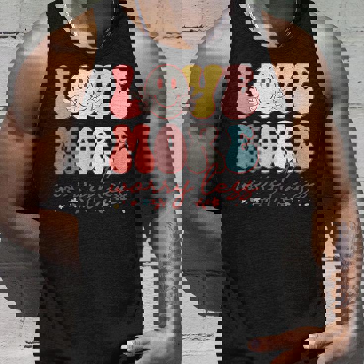 Love More Worry Less Smile Face Heart Happy Valentine's Day Tank Top Gifts for Him