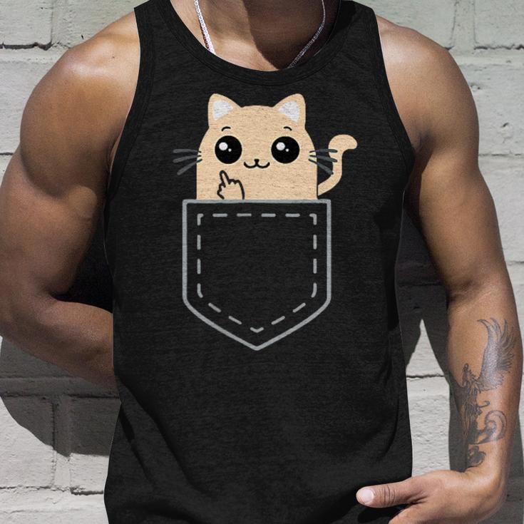 Lustige Katze Mittelfinger Stinkefinger Cat Kawaii Tank Top Geschenke für Ihn