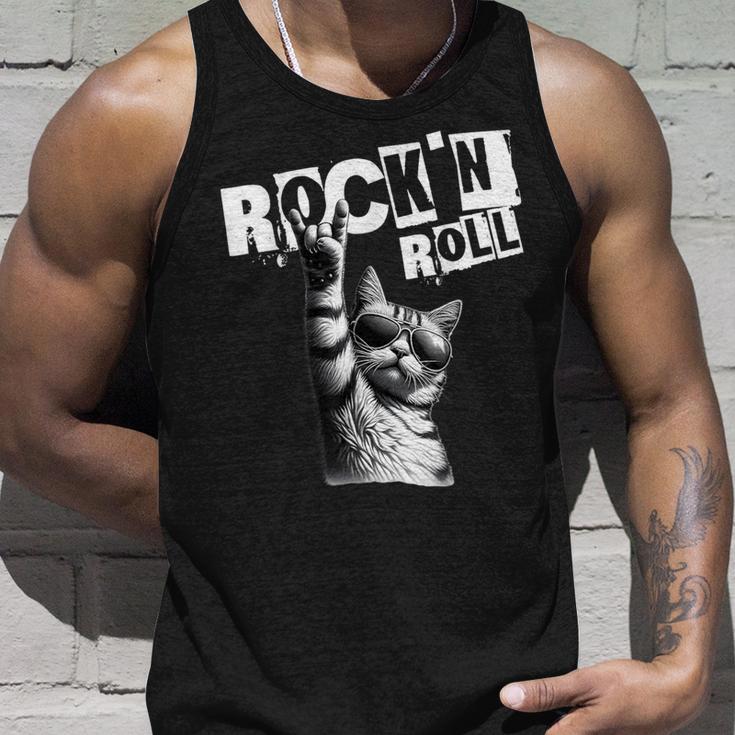 Lustiges Musik Festival Rock Katze Rock N Roll Tank Top Geschenke für Ihn