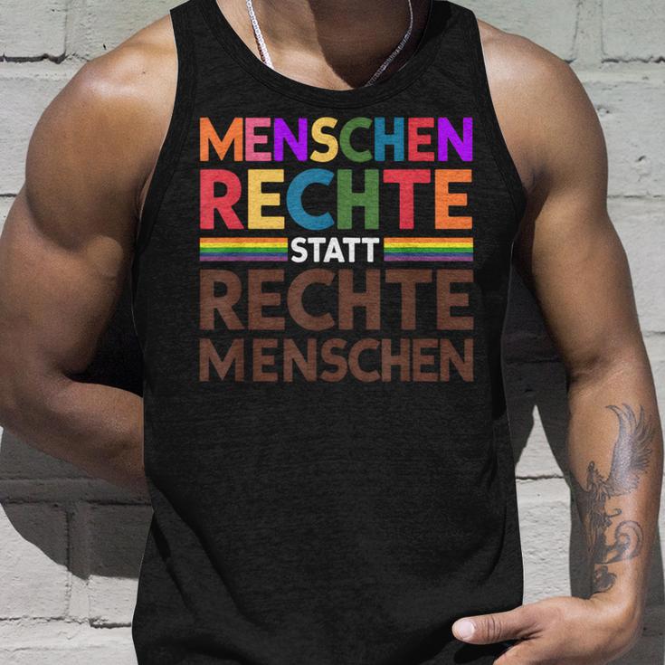 Menschenrechte Statt Rechte Menschen Regenbogen Spruch Tank Top Geschenke für Ihn