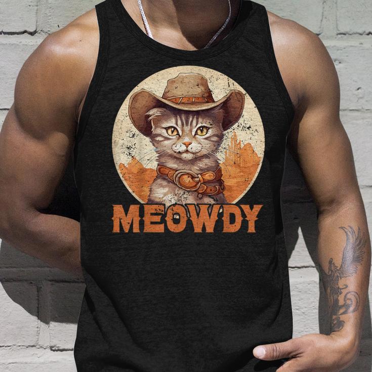 Meowdy Cat Meow Cowboy Hat Country Music Texas Tank Top Geschenke für Ihn