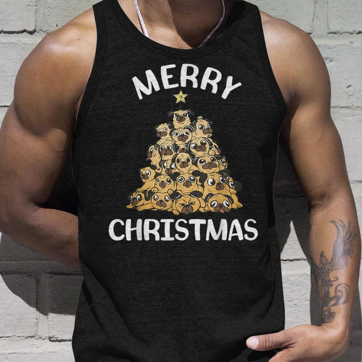 Merry Christmas Pug Dog Star Christmas Tree Tank Top Geschenke für Ihn