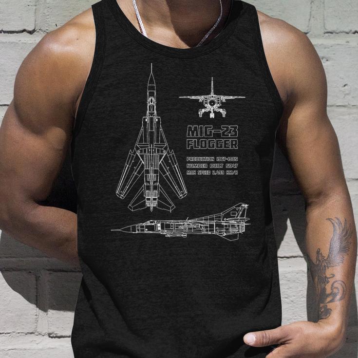 Mig-23 Russian Jet Fighter Plane Flogger Blue Pause Tank Top Geschenke für Ihn