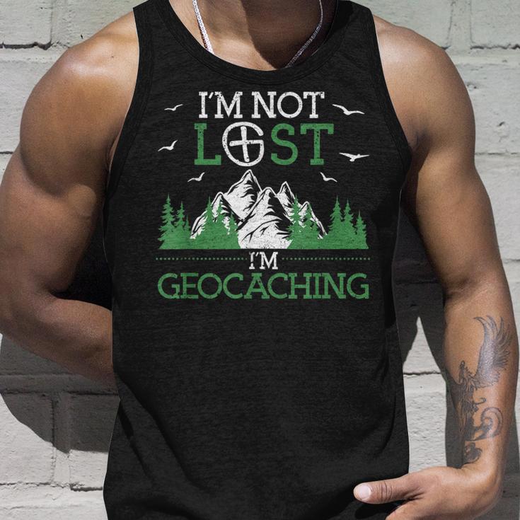 I Am Not Lost I'm Geocaching Geocacher Cache Gps Tracking Tank Top Geschenke für Ihn