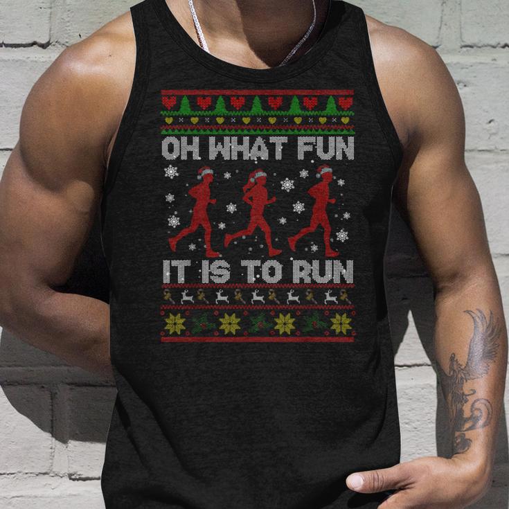 Oh What Fun It Is To Run Christmas Jumper Tank Top Geschenke für Ihn