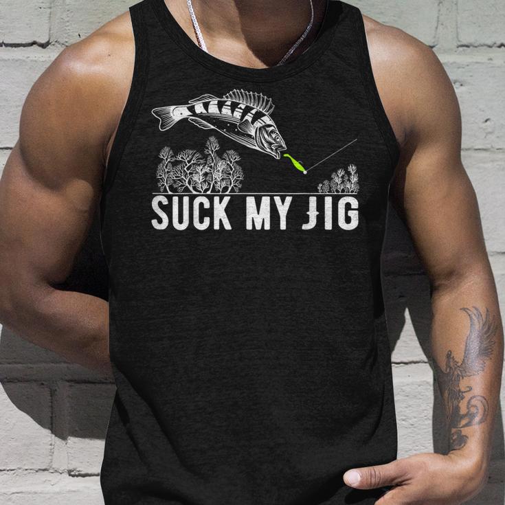 Predatory Fish Angler Suck My Jig Saying Tank Top Geschenke für Ihn