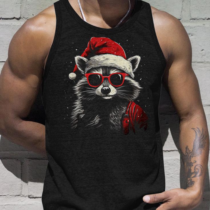 Raccoon With Christmas Hat Christmas Tank Top Geschenke für Ihn