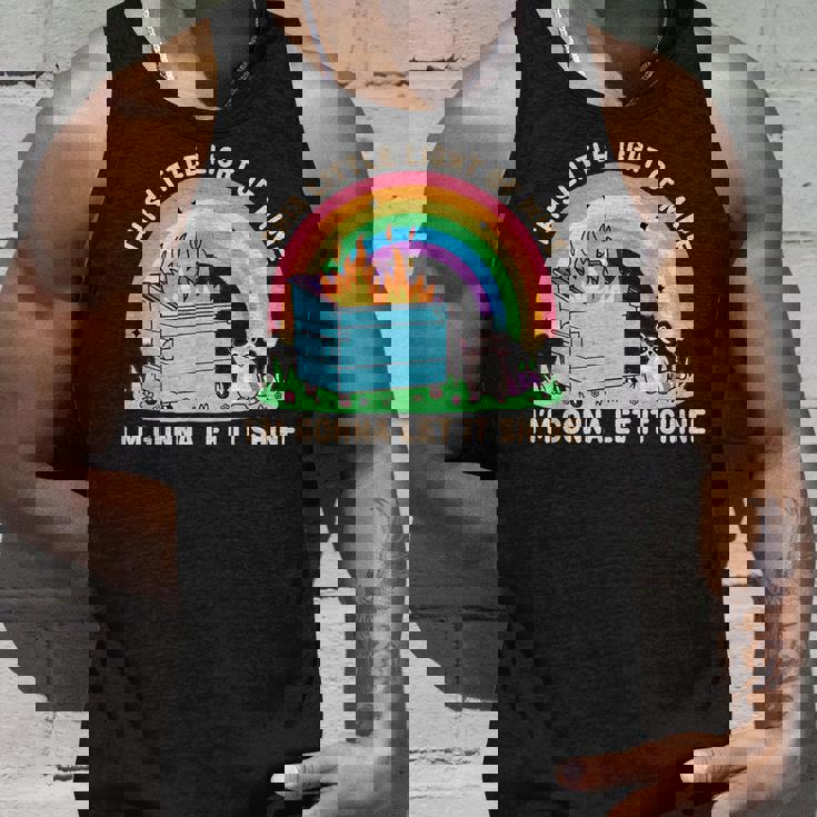 Raccoon Dumpster Fire 'This Little Light of Mine' Tank Top – Groovy Theme Gifts for Him