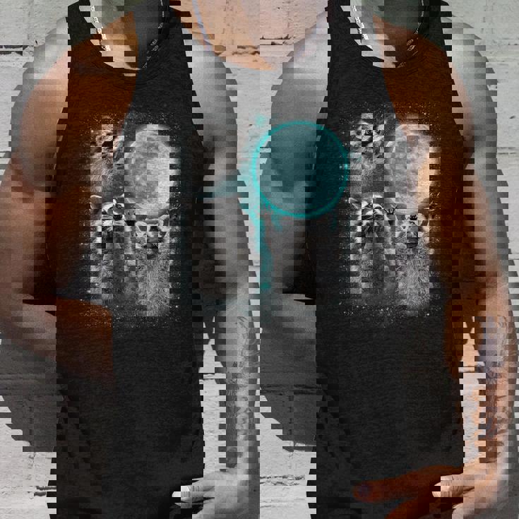 Raccoon Tank Top | Quirky Trio Howling | Moonlit Animal Magic Gifts for Him