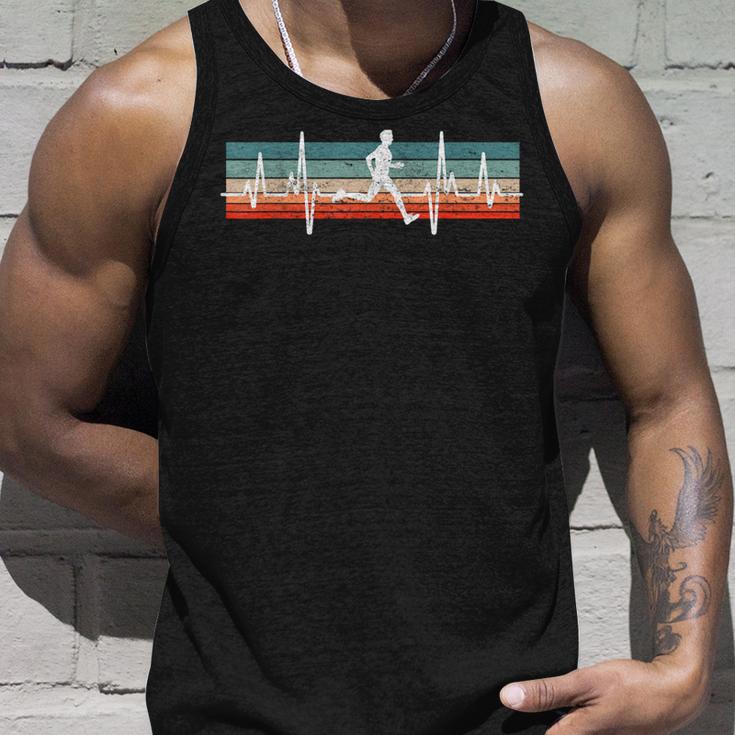 Retro Running Marathon Jogging Heartbeat Ecg Runner Motif Tank Top Geschenke für Ihn