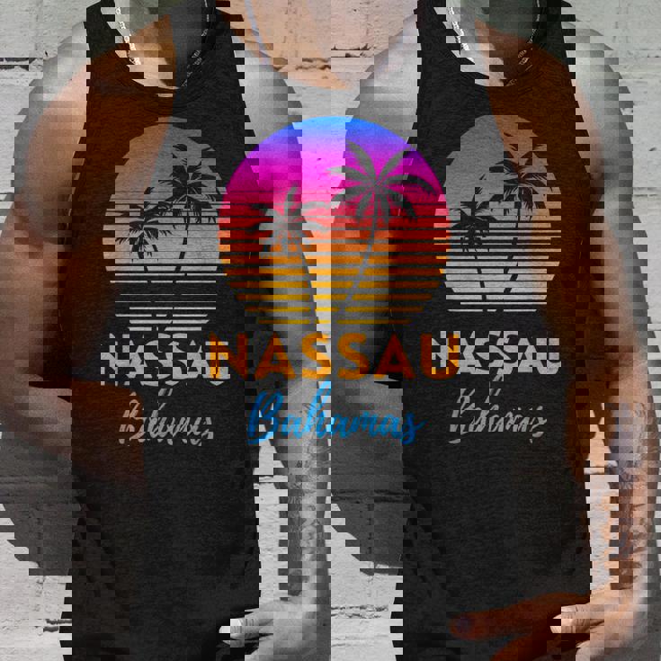 Retro Sunset Nassau Bahamas Beach Trip Vacation Summer Group Tank Top Gifts for Him