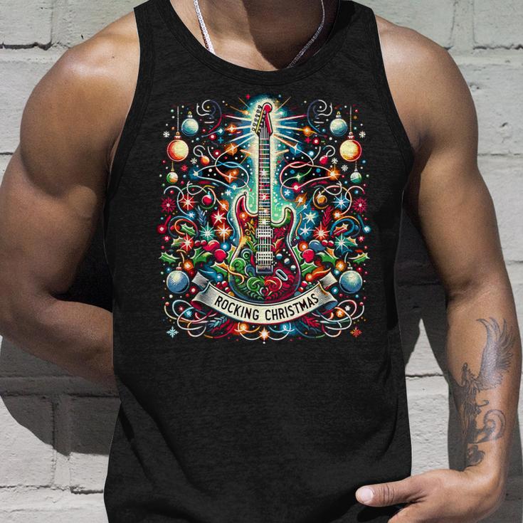 The Rocking Christmas Rock Guitar Santa Tank Top Geschenke für Ihn