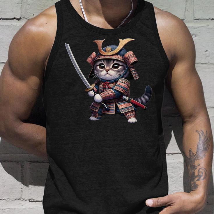 Samurai Cat Japanese Samurai Ninja Cat Camiseta sin mangas Regalos para él