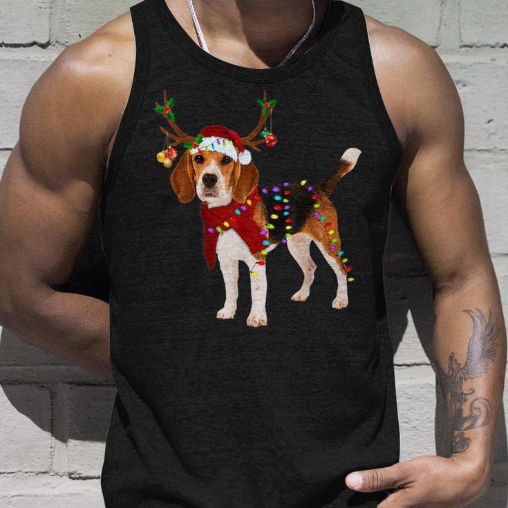 Santa Claus Beagle Reindeer Light Christmas Tank Top Geschenke für Ihn