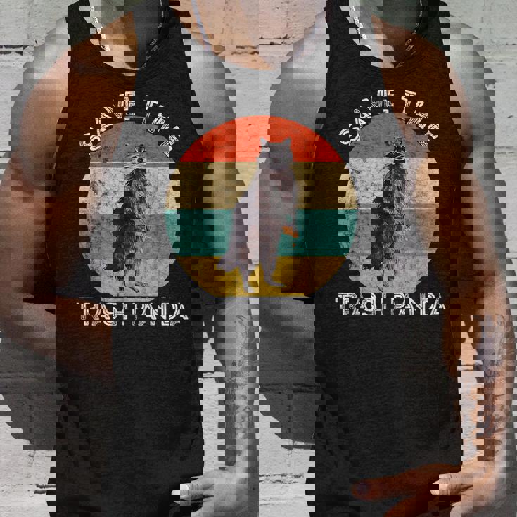 Save the Trash Panda | Raccoon Retro Sunset Tank Top Gifts for Him