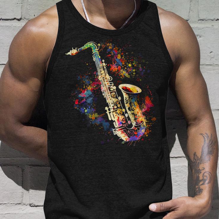 Saxophone Colourful Musician Saxophone For Saxophonists Tank Top Geschenke für Ihn