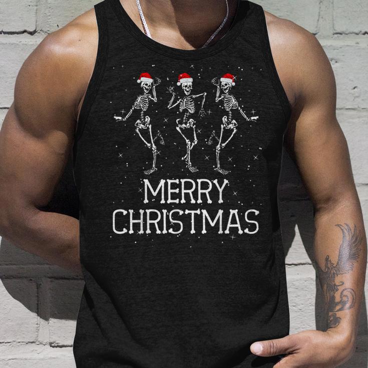 Skeletons Dance With Christmas Hats Merry Christmas Skeleton Tank Top Geschenke für Ihn