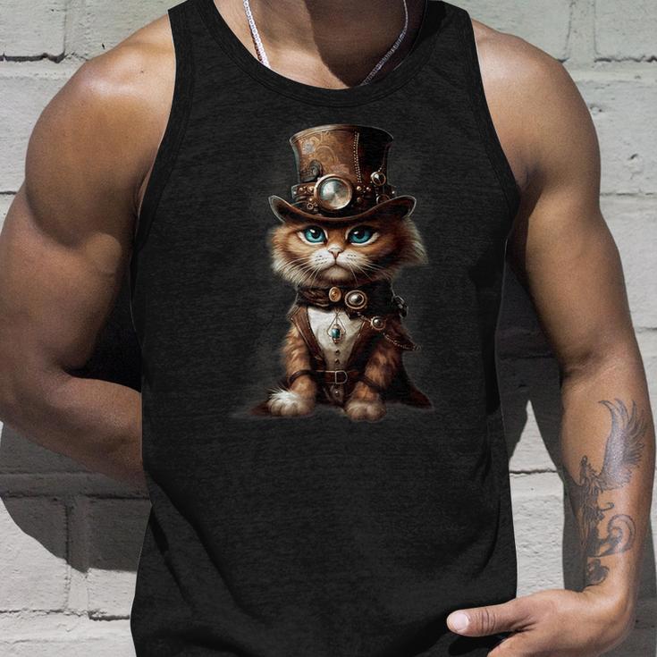 Steam Punk Portrait Cat Kitten Steampunk Sci-Fi Character Tank Top Geschenke für Ihn