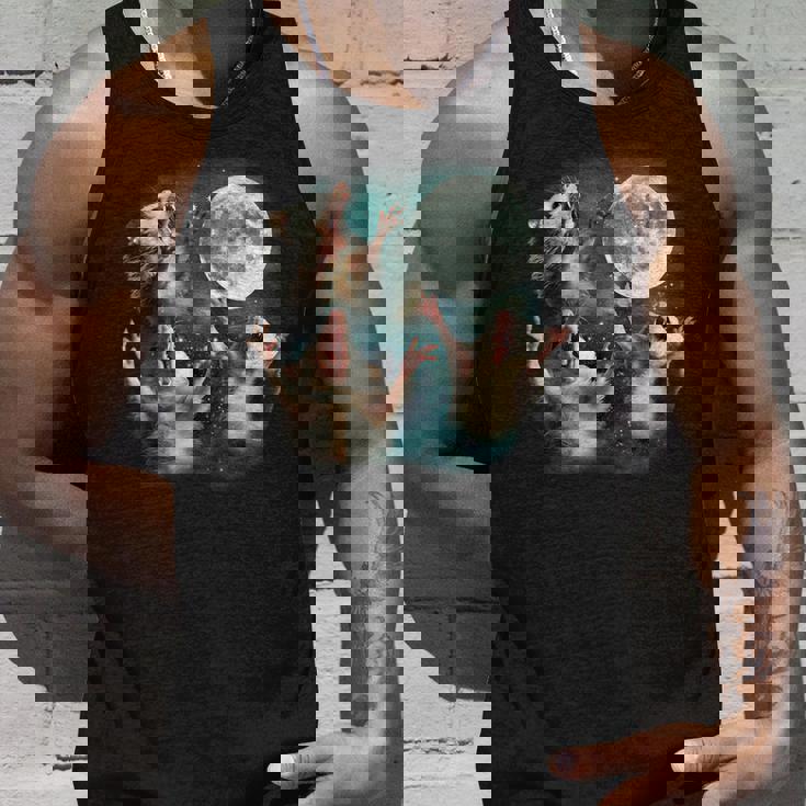 Three Possum Moon 3 Opossum Weird Cursed Meme Tank Top Gifts for Him