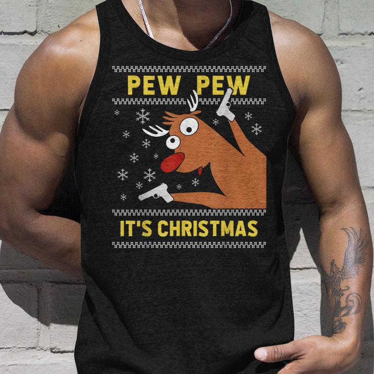 Ugly Christmas Sweater Pew Pew Crazy Reindeer Xmas Tank Top Geschenke für Ihn