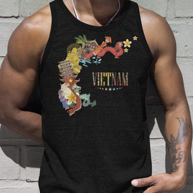 Viajes Asiaietnam Mapa Hanoi Ho Chi Minhacaciones Souvenir Camiseta sin mangas Regalos para él