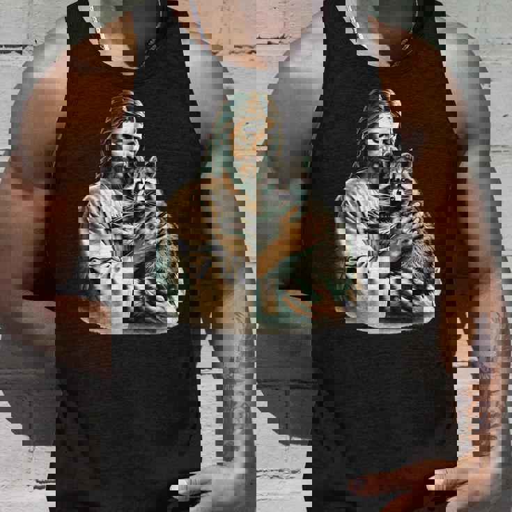 Vintage Distressed Raccoon Lover Tank Top - Jesus Embrace Theme Gifts for Him