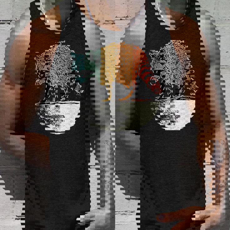 Vintage Raccoon Tank Top - Retro Trashpanda Moon Design Gifts for Him