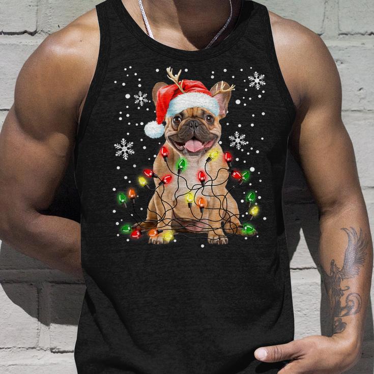 Xmas Lighting Santa French Bulldog Dog Christmas Tank Top Geschenke für Ihn