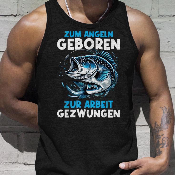 Zum Angeln Geboren Zur Arbeit Gezwungen Angelrute Angler Tank Top Geschenke für Ihn