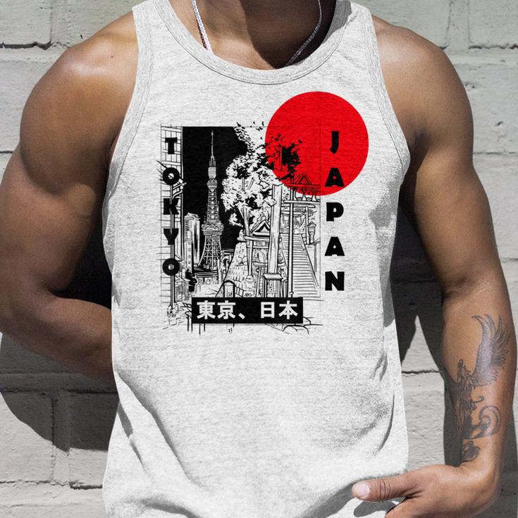 Aesthetic Retro Tokyo Tower Silhouette Japan Fans Tank Top Geschenke für Ihn