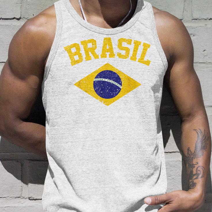 Brazilian National Flagintage Patriotic Football Brazil Green Tank Top Geschenke für Ihn