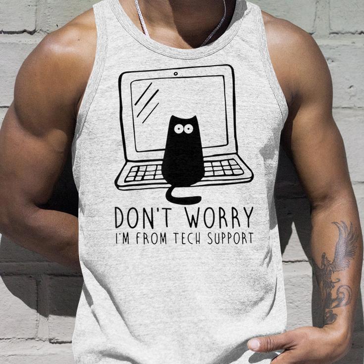 Don't Worry I'm From Support Tech Cat Lover Gray Tank Top Geschenke für Ihn