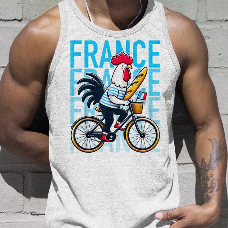 France Bicycle And Baguette Breton Stripes Rooster Tank Top Geschenke für Ihn