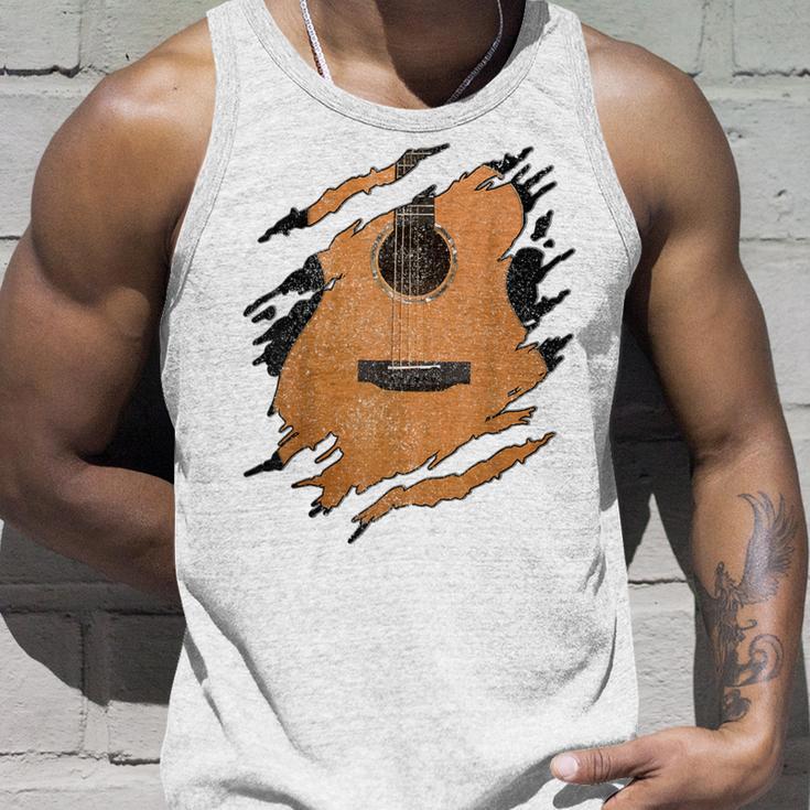 With Guitar Acoustic Music Guitarist Musician Blue Tank Top Geschenke für Ihn