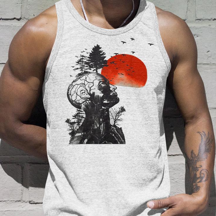 Hangover Human Tree Surreal Artistic Sunset Gray Tank Top Geschenke für Ihn