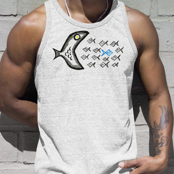 Smilo & Bron With Fish Motif Gray Tank Top Geschenke für Ihn