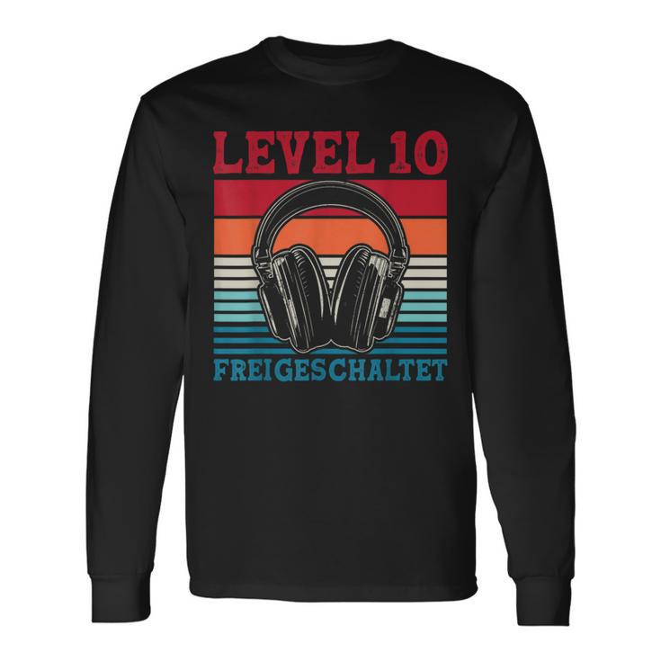 10Th Birthday Boysideo Gamer Level 10 Unlocked Boys Langarmshirts Geschenkideen