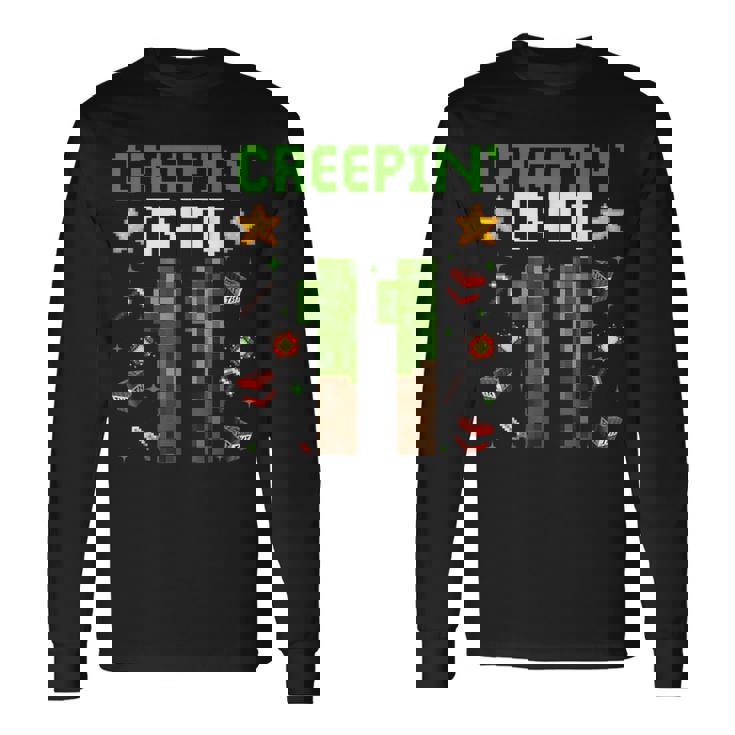 11Th Birthday Gamer Pixel Creepin’ Into 11 Video Game Party Long Sleeve T-Shirt