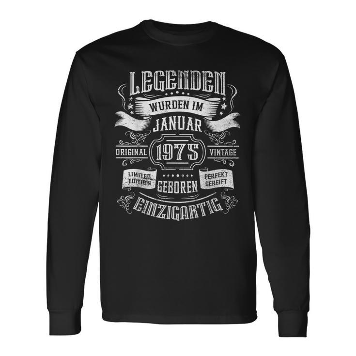 49Th Birthday Legends Were Born In January 1975 Langarmshirts Geschenkideen