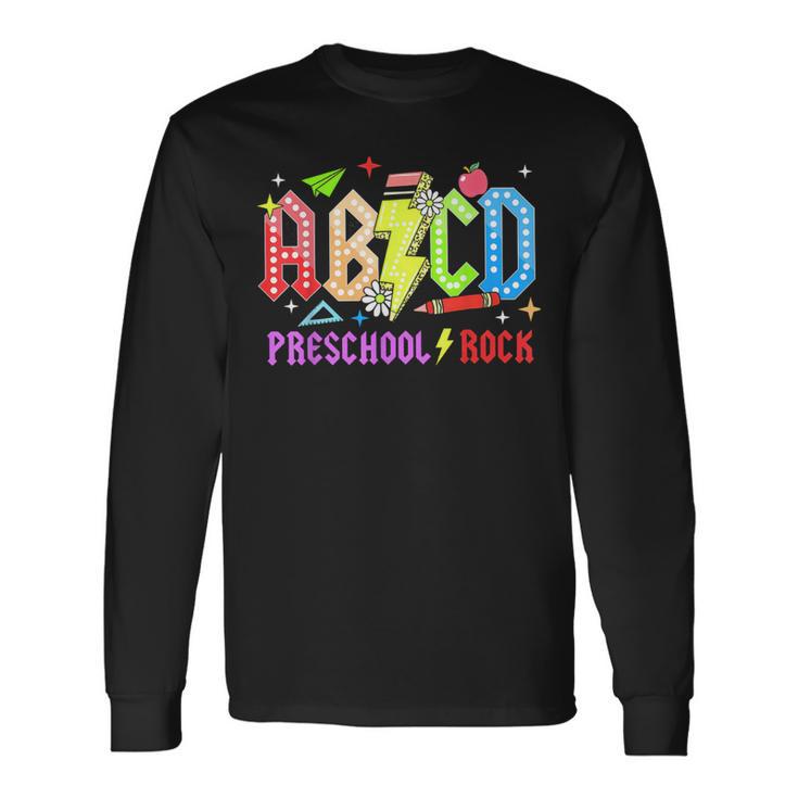Abcd Preescolar Rocks Lápiz Rayo Maestros Rock Boys Camiseta de manga larga Ideas de regalos