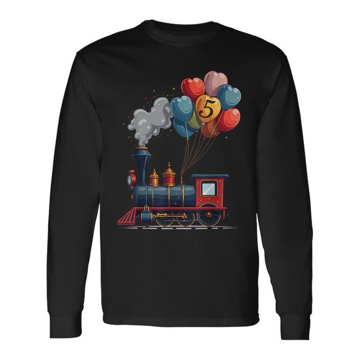 All Aboard 5Th Birthday Train Langarmshirts Geschenkideen