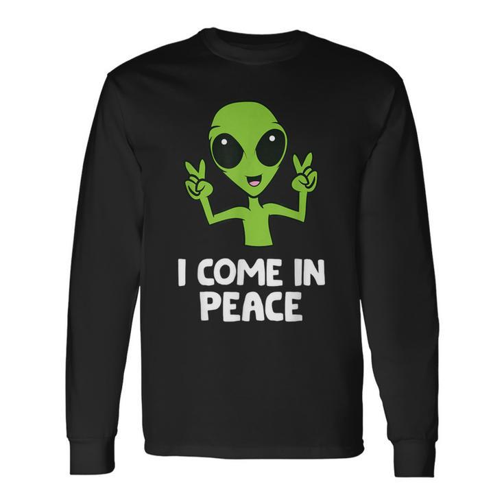 Alien I Come In Peace Space Rave Edm Music Alien Langarmshirts Geschenkideen