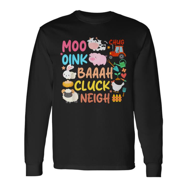 Animaux De La Ferme Sons Oink Baa Neigh Cluck Moo Toddler Farmer T-shirt à manches longues