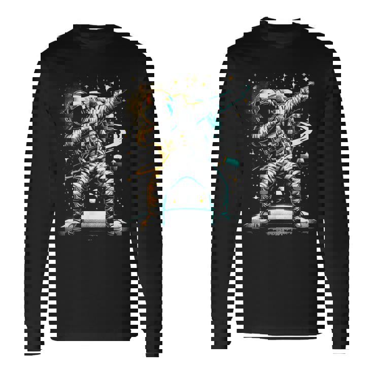 Astronaut Dabbing In Space Galaxy Adventure Long Sleeve T-Shirt