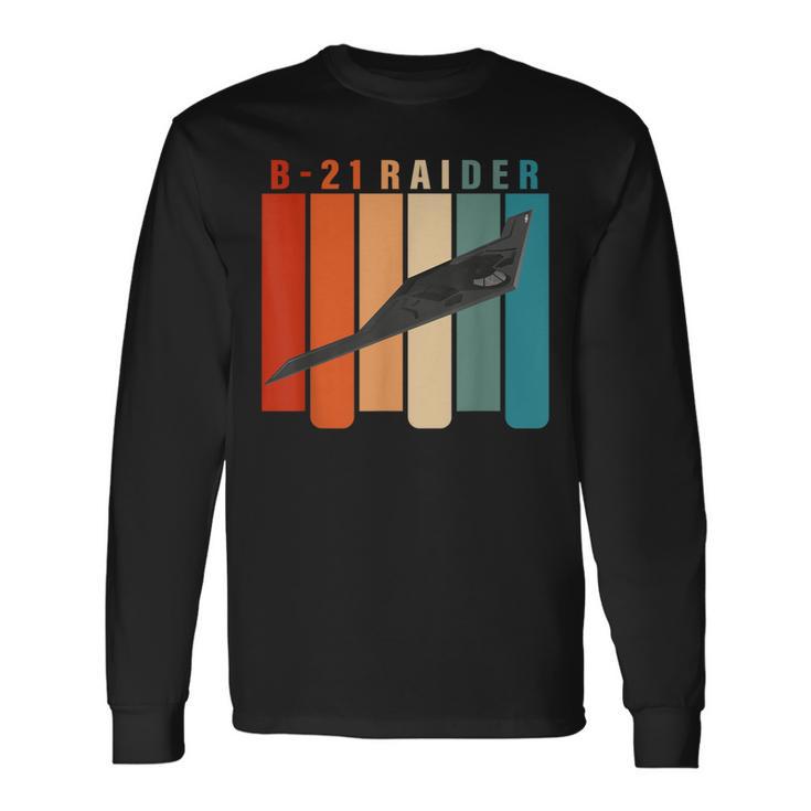 B-21 Raider Stealth Bomber Jet Avión Retrointage B21 Camiseta de manga larga Ideas de regalos