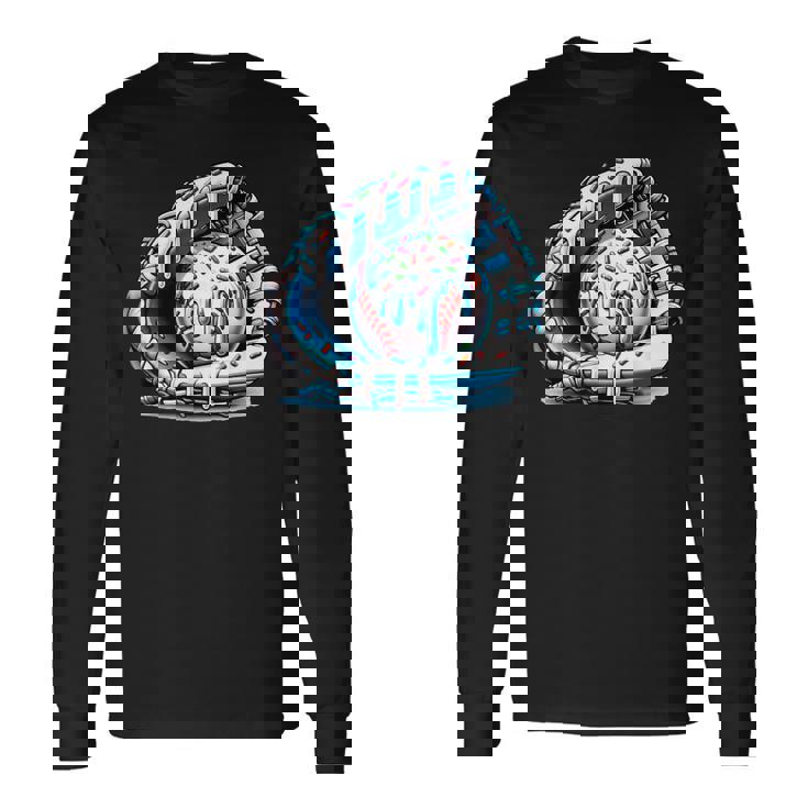 Baseball Drip Ice Cream Sprinkles Baseball Glove Long Sleeve T-Shirt