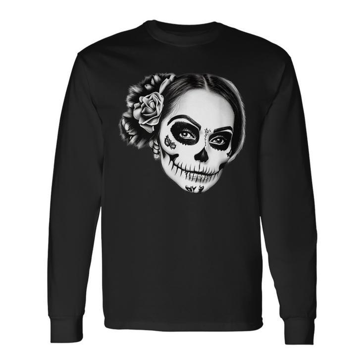 Beautiful La Catrina Santa Muerte Mexican Langarmshirts Geschenkideen