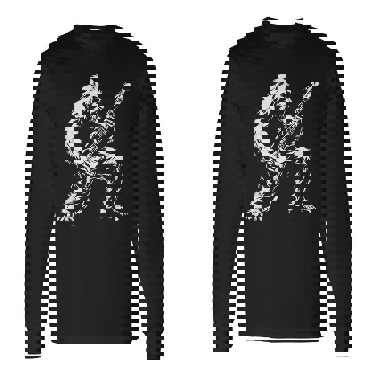 Bigfoot Playing Guitar Rock Music Band Sasquatch Long Sleeve T-Shirt